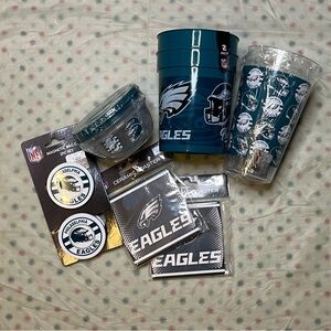 NWT NFL Philadelphia Eagles Bundle Magnetic Clips Cups Coasters Snack storage